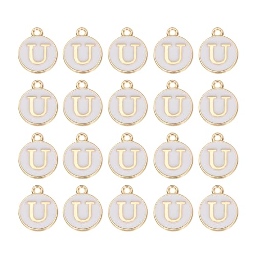 MECCANIXITY Pendants Letter Charm Initial Charm Double Sided Alphabet for DIY Necklace Bracelet Earrings Jewelry Making - style: U