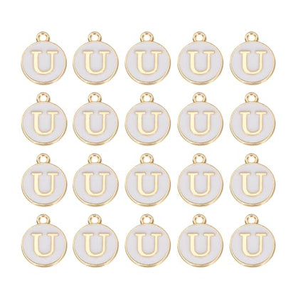 MECCANIXITY Pendants Letter Charm Initial Charm Double Sided Alphabet for DIY Necklace Bracelet Earrings Jewelry Making - style: U