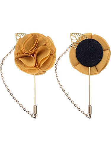 Shappy 15 Pcs Men's Satin Lapel Flower Pins with Metal Chain, Handmade Multi-color Boutonniere Pins with Gift Box for Career Suit Tuxedo of Shirts Tie Birthday Wedding Party Supply