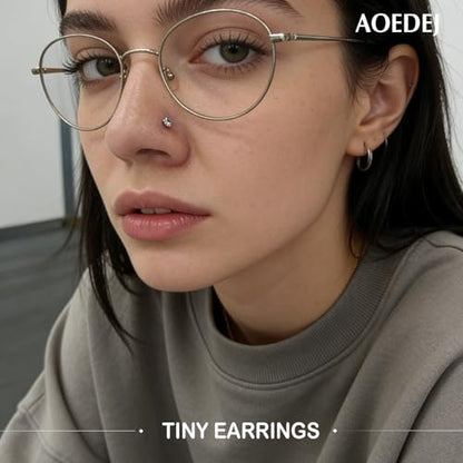 AOEDEJ 20/18/16G Titanium Internally Threaded Flat Back Stud Earrings 3/4/5mm Stars Square CZ Nose Lip Medusa Monroe Labret Piercing Jewelry for Cartilage Conch Tragus Helix Ear Studs - style: 20G-Round