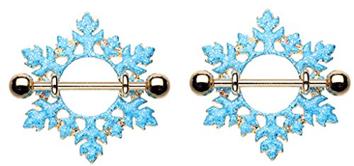 Nipple Bar Golden Glam Snowflake Nipple Shield Ring Sold as Pair