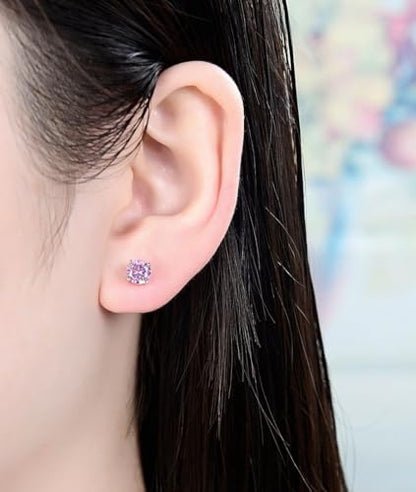 Authentic Sterling Silver Birthstone Stud Earrings 6mm/0.84 Carat Cubic Zirconia Imitation Diamond Gemstone Hypoallergenic Nickel Free Tarnish Resistant Women Men Fine Jewelry - color: October