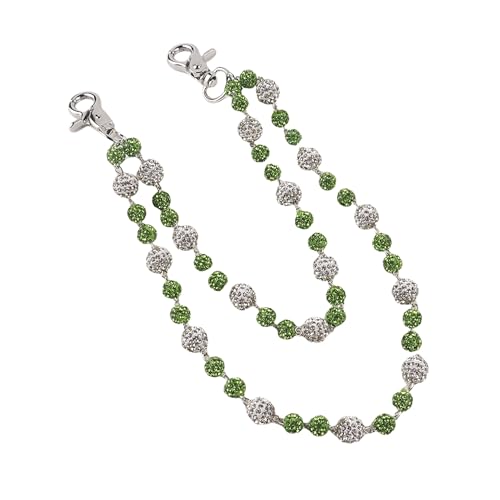 Ceramic Beads Wallet Pants Waist Chain Shiny Hip Hop Disco Ball Rhinestone Beads Purse Hipster Jeans Pocket Chains for Men Women Punk Accessories - color: Green