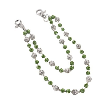 Ceramic Beads Wallet Pants Waist Chain Shiny Hip Hop Disco Ball Rhinestone Beads Purse Hipster Jeans Pocket Chains for Men Women Punk Accessories - color: Green