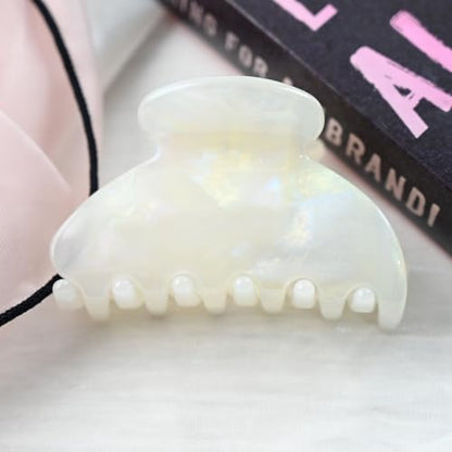 Handmade Celluloid Acetate French Design Barrettes Tortoise Shell Claws Hair Claw Luxury Fashion Accessories Hair Clip for Women (jade white) - color: jade white