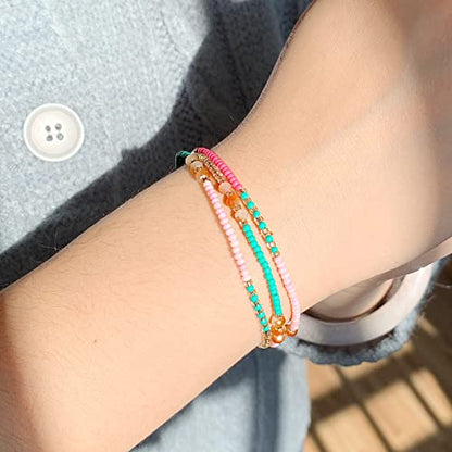 SUMMER LOVE Boho Bohemian Beaded Anklet Bracelets for Women Unique Colorful Pretty Beach Anklet,Handmade