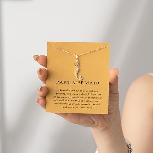 Baydurcan Dainty Gold Necklace for Women Ankh Mom Jesus Sun Star Necklace | 14K Gold Plated Pendant Necklaces Gifts for Friends Sister Mother, Birthday, Christmas, Graduation, Inspirational Gifts - style: Mermaid