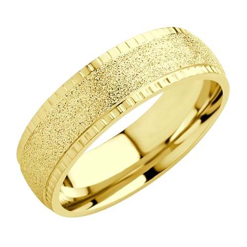 555Jewelry 4mm Sandblast Stainless Steel CZ Wedding Band Ring for Women & Men - color: Gold Style 10