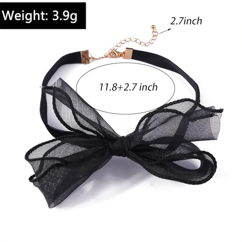 Bow Choker Necklace Sexy Bow Tie Choker Adjustable Gothic Lace Neckband Retro Lolita Sweet Collarbone Necklace Prom Wedding Party Trendy Jewelry for Women - color: Black