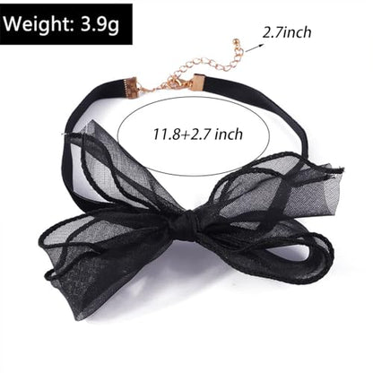 Bow Choker Necklace Sexy Bow Tie Choker Adjustable Gothic Lace Neckband Retro Lolita Sweet Collarbone Necklace Prom Wedding Party Trendy Jewelry for Women - color: Black