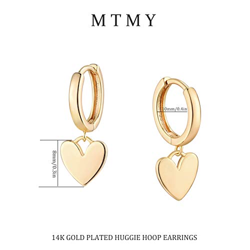 Heart Dangle Hoop Earrings for Women | 14K Gold Plated Love Heart Huggie Earrings, Hypoallergenic Dainty Jewelry Gift for Women - style: G- Loving Heart