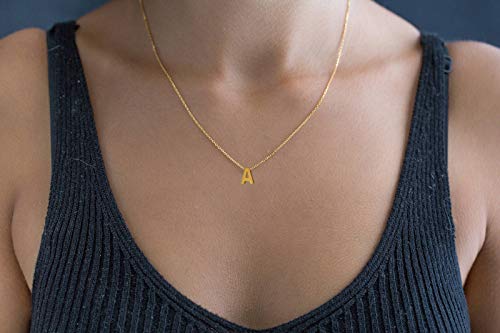 MOMOL Tiny Initial Necklace 18K Gold Plated Small Letter Necklace Personalized Name Necklace for Women - color: Gold J