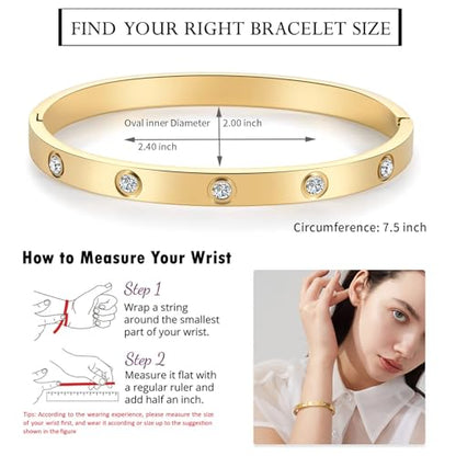 PDWZNBA 18K Gold-Plated Love Friendship Bracelets Trendy Stainless Steel Bangle Jewelry Gifts for Women - style: Ovl_gold