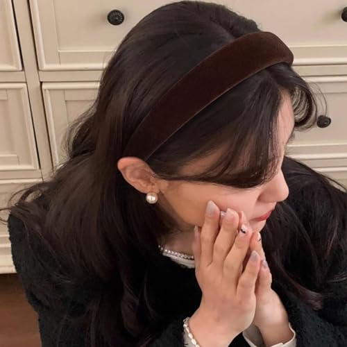 Velvet Padded Headband Fashion Headbands Non Slip Head Band Hair Bands Accessories for Women Girls (Brown) - color: Brown