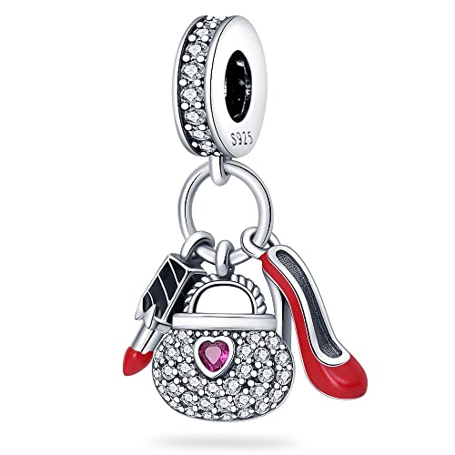 KUNSIR Charms Beads fits Pandora Charm bracelets for Woman 925 Sterling Silver Dangle Pendant Bead Jewelry Beads Gifts Happy Birthday Charms for Women Bracelet&Necklace - style: Charm High Heels, Handbag, Lipstick