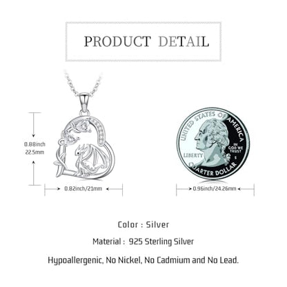 Heart Animal Necklace 925 Sterling Silver Cute Animal Pendant Jewelry Birthday Gifts for Women Girlfriend Mom Animal Lovers - style: Dragon