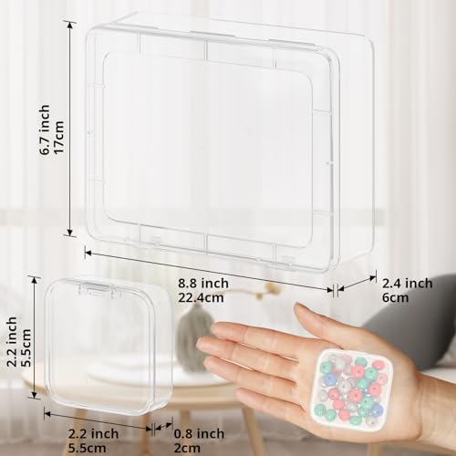 Mathtoxyz Bead Organizer Box, 62Pcs Small Organizers and Storage Plastic Cases, Mini Clear Storage Containers With Hinged Lid, Rectangle for Bracelet Making, DIY Jewelry Craft, Nail - size: Clear - 2P
