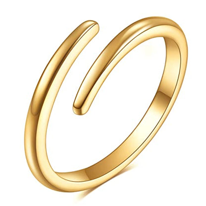 MYNENEY Pointed Classical Promise Ring Stainless Steel Thin Ring For Women - color: Open Twist-Gold, size: 6