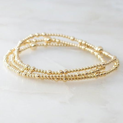 Gold Beaded Bracelet Stack for Women Colorful Small Seed Beads Bracelets Set Boho 14K Gold Plated Ball Stackable Stretch Non-Tarnish Dainty Jewelry Trendy Accessory Friendship Gift - color: Gold