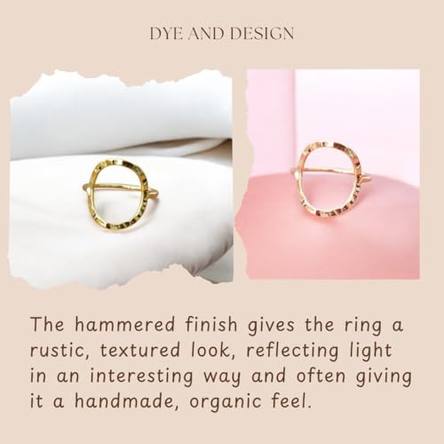 Skinny Open Circle Ring For Women 925 Sterling Silver Hammered Design Geometric Ring Eternity karma Statement Ring For Birthday By DyeandDesign - color: Rose Gold plated