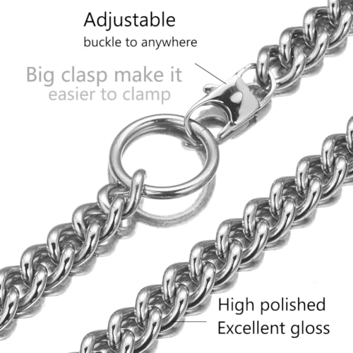 Womens Choker Chain 18K Gold Stainless Steel Cuban Link Gift for her | Adjustable with O Ring Belt tail,0.4inch wide,Punk Rock,Sexy Pendant Xxxt.Necklace - color: White
