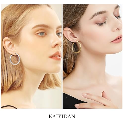 2 Pairs Gold/Silver Hoop Earrings For Women Set Trendy,14K Plated Gold Chunky Huggie Hoop Earings Pack,Oval Twisted Statement Silver Hoops,Fashion Jewelry Gift - color: 2) twist hoop