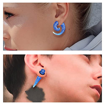 Qmcandy 00G-20mm Ear Stretching Kit 36PCS Big Gauge Taper Kit Large Acrylic Tunnel Plug Spiral Set - color: 36pcs, Glitter Blue