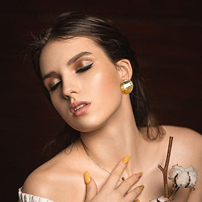 Gold Stud Earrings for Women, Trendy Geometric 14K Gold Plated CZ Crystal Stud Lightweight Hypoallergenic Jewelry for Her - color: Round