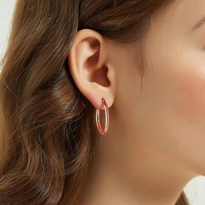 3mm Wide Large Hoop Earrings for Women Hypoallergenic 925 Sterling Silver Post Gold Earrings Lightweight Silver Hoop Earrings Oversize Big Gold Hoops 30/40/50/60MM - color: Rose Gold, size: 30mm