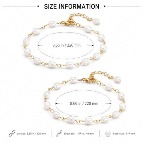 Pearl Bracelets for Women Dainty Baroque Pearl Bracelet White Bridesmaid Bridal Bracelet Wedding Jewelry Gifts for Mother Daughter Matching Outfits - color: B1:pearl bracelet