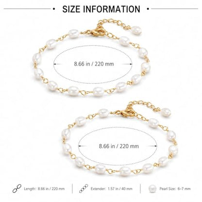 Pearl Bracelets for Women Dainty Baroque Pearl Bracelet White Bridesmaid Bridal Bracelet Wedding Jewelry Gifts for Mother Daughter Matching Outfits - color: B1:pearl bracelet