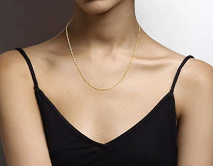 Miabella Italian 925 Sterling Silver, 18K Gold Plated 925 Sterling Silver 2.3mm Curb Cuban Link Chain Necklace Made in Italy - size: Length 20 Inches, style: yellow-gold-plated-silver