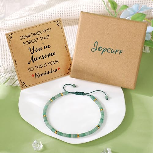JoycuFF Gifts for Women Inspirational Gifts for Teen Healing Natural Stone Bracelets for Women Friends Sister - style: You're awesome-Green Aventurine