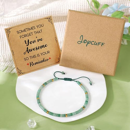 JoycuFF Gifts for Women Inspirational Gifts for Teen Healing Natural Stone Bracelets for Women Friends Sister - style: You're awesome-Green Aventurine