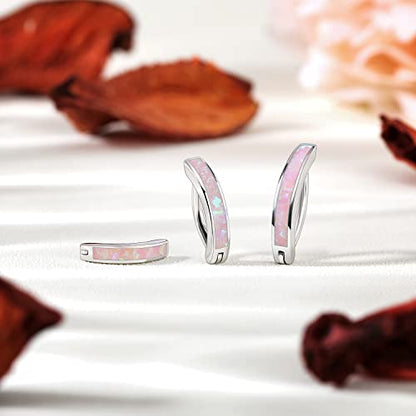 ZS 14G Clicker Belly Button Rings for Women, 925 Sterling Silver Opal Belly Barbell Piercing Reverse Curved Navel Barbell Body Jewelry - color: Pink Opal:14G,10mm