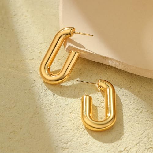 Women Hoop Earrings Lightweight 18K Gold Plated Chunky Hoops Earring Daily Jewelry - style: Hoops 2