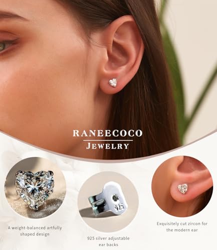 "STUNNING FLAME" Trillion-cut/Cushion-cut/Emerald-cut/Marquise-cut ... 18K White Gold Plated Sterling Silver Cubic Zirconia Simulated Diamond Stud Earrings for Women - color: Heart-Cut, size: small-white gold plated silver