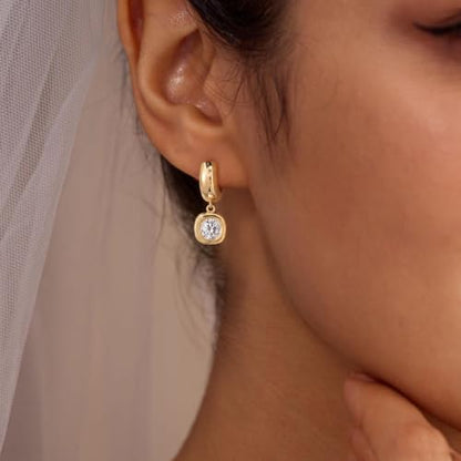 LLWOM Gold Dangle Earrings for Women-Trendy 14K Gold/Silver Plated Cubic Zirconia Huggie Hoop Earrings Teardrop Earrings Lightweight Hypoallergenic Statement Jewelry Gifts for Women - color: G-Dangle Hoop