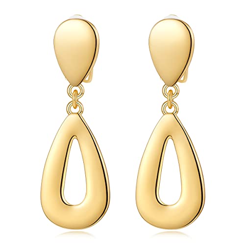 MUYAN Gold Clip On Drop Earrings for Women Non Piercing Dangle Earrings Fashion Jewelry - color: A Clip Gold