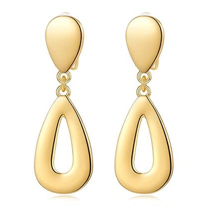 MUYAN Gold Clip On Drop Earrings for Women Non Piercing Dangle Earrings Fashion Jewelry - color: A Clip Gold