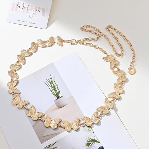 Butterfly Chain Belt - color: Gold
