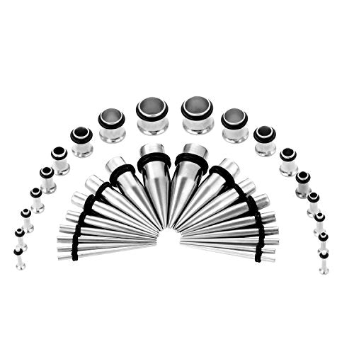 36pcs Ear Stretching Kit 14G-00G Surgical Steel Tapers Tunnels Gauges Set for Starter Women and Men Expanders Body Piercing Jewelry - color: Rose Goldtone…