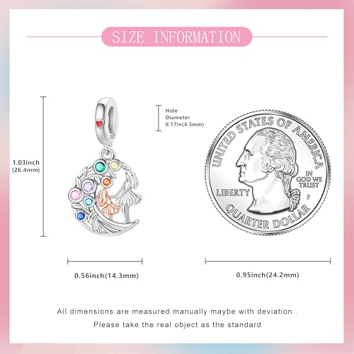 S925 Sterling Silver Cute Bead Charm for Pandora Bracelets and Necklaces | Lucky Clover Cute Animal Pink Bow Cherry Butterfly Pendant Bead Charms Jewelry Making Gifts for Women Valentines Mother's Day - style: Mother's Love Dance Charm
