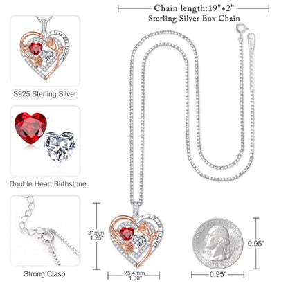 Iefil Birthstone Necklace for Women - Sterling Silver Birthstone Necklace, Anniversary Birthday Gifts for Wife Girlfriend Mom - color: 01-04-Jan-Apr Birthstone