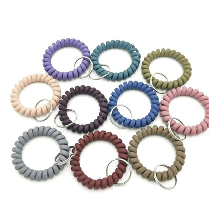 Pack of 10 Wrist Coil Spiral Hair Ties Set, Coiled Phone Cord Hair Bands Elastic Wristband, Stretchable Key Ring Bracelet for Gym, Pool, ID Badge, Outdoor Sports1.6 Inch