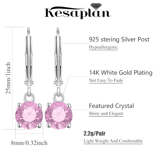Multicolor Crystal Dangle Studs Earrings Set for Women 925 Silver Hypoallergenic Dangle Earrings Leverback Drop Earring Fashion Cubic Zirconia Leverback Stud Earring Sets Trendy Cubic Zirconia Jewelry Gifts for Women - style: 9-D-S