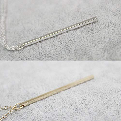 Artmiss Bar Pendant Necklace Gold Long Y-Necklace Delicate Lariat Chain Jewelry for Women - color: Silver