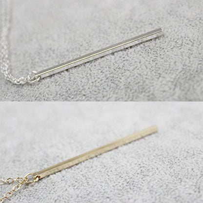 Artmiss Bar Pendant Necklace Gold Long Y-Necklace Delicate Lariat Chain Jewelry for Women - color: Silver