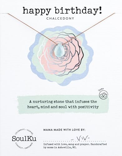 SOULKU Luxe Inspirational Necklace, Empowerment Jewelry, Handcrafted Necklace For Women, Gift For Mom, 2" Extender With Lobster Clasp, 16" Nylon Cord - color: Chalcedony