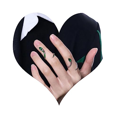 Gothic Silver Snake Ring Set - Open, Adjustable, Stacking Midi Index Finger Rings for Women and Girls (2 Pcs) - style: style-3